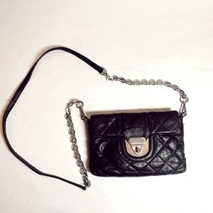 Calvin Klein Black Quilted Crossbody Bag Chain Purse